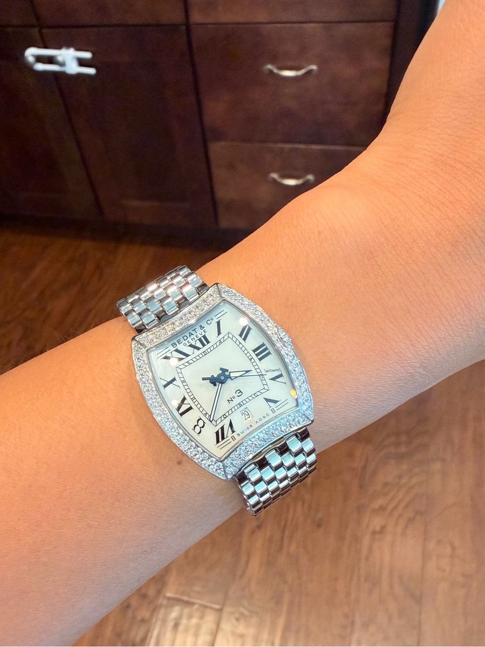 Bedat & co Women's Silver Tonneau Diamond Watch - Silver Dial
